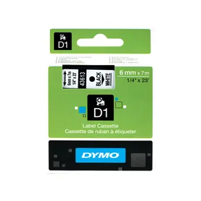 Dymo Original Schriftband, Dymo, 43613, S0720780, schwarz Druck/weiss Unterl., 7m, 6mm, D1